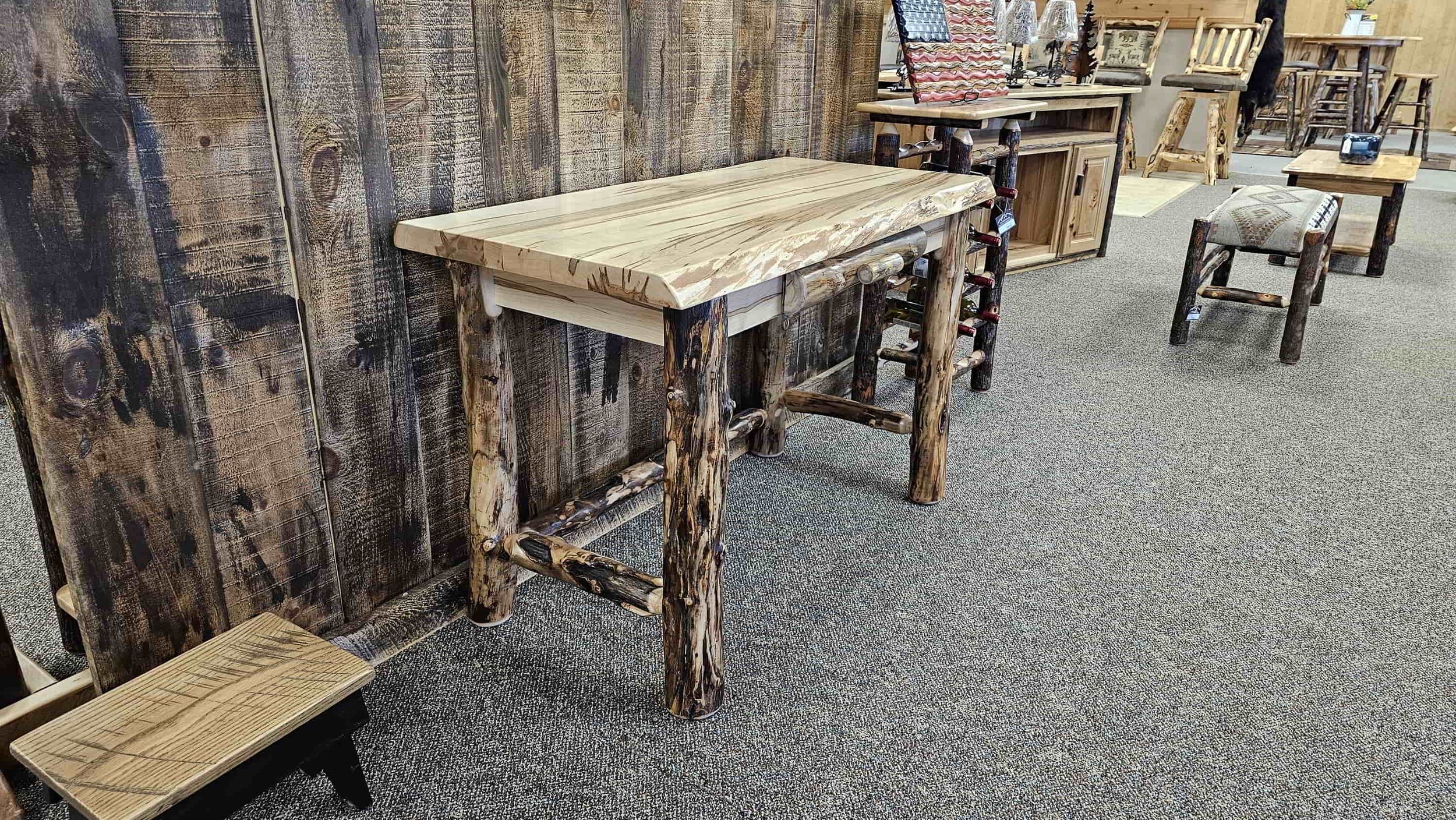 Live Edge Wormy Maple Desk — EZ Mountain Rustic Furniture